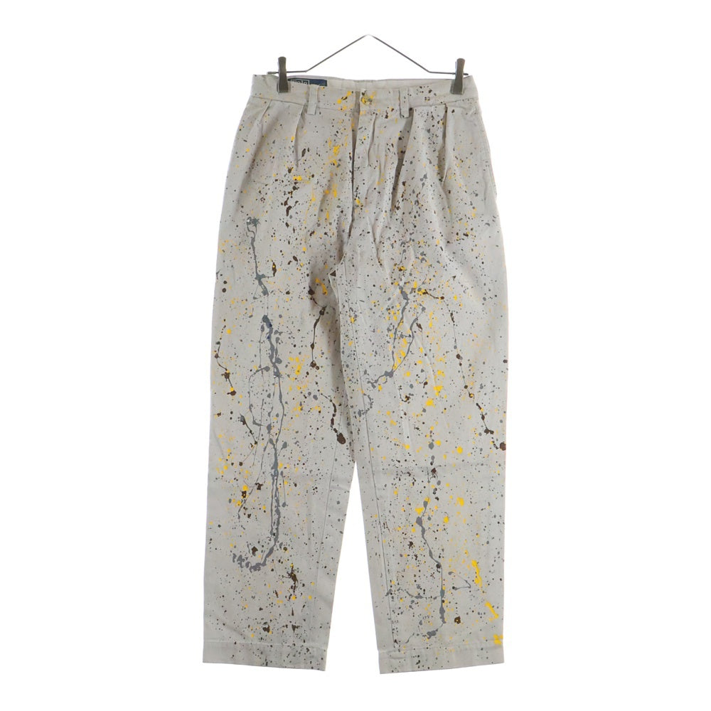 POLO RALPH LAUREN(ポロラルフローレン) 90S COTTON WIDE PANTS PAINTED TROUSERS コットン ワイド パンツ グレー