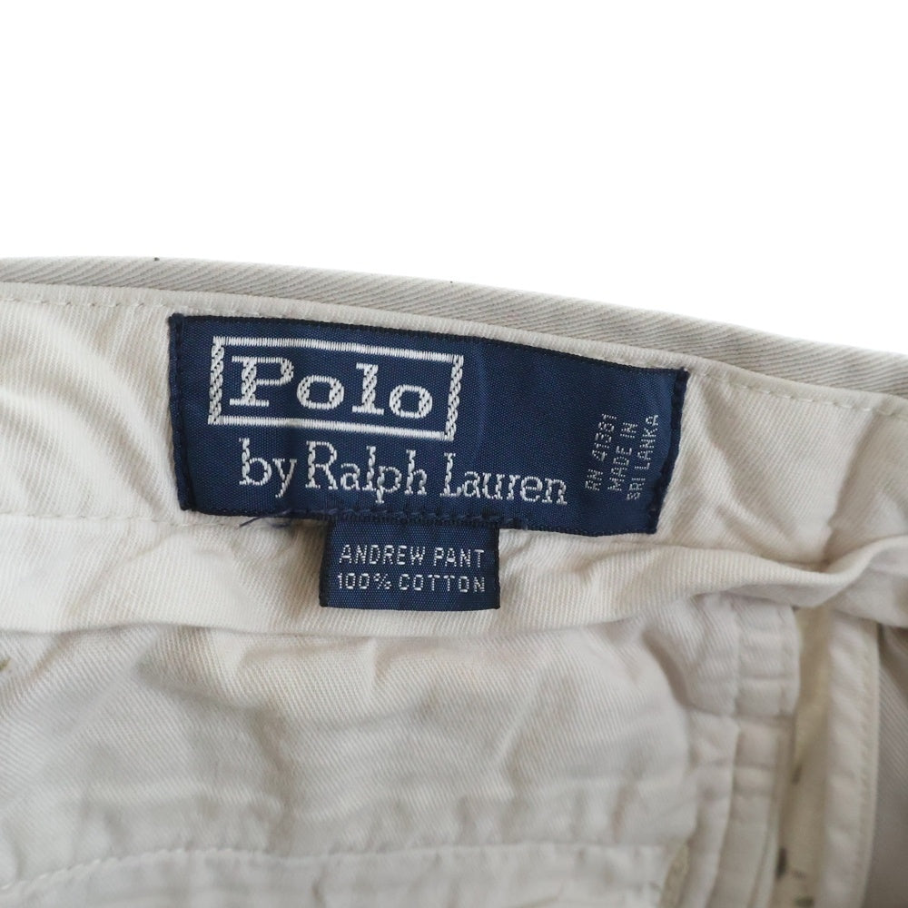 POLO RALPH LAUREN(ポロラルフローレン) 90S COTTON WIDE PANTS PAINTED TROUSERS コットン ワイド パンツ グレー