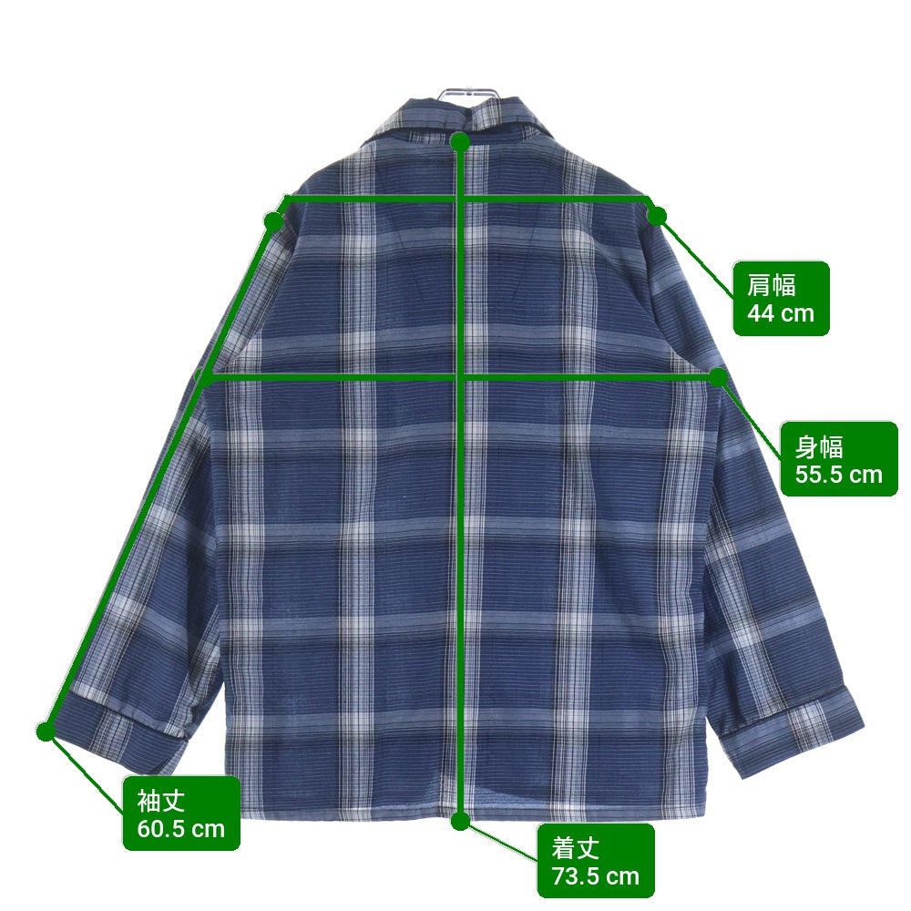 VINTAGE(ヴィンテージ) 60s Opencollar plaid shirt オープンカラー チェック 長袖シャツ ブルー