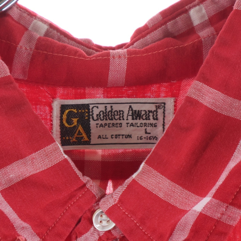 VINTAGE(ヴィンテージ) 60s Golden Awarrd ゴールデンアワード Opencollar plaid shirt オープンカラー チェック 長袖シャツ レッド