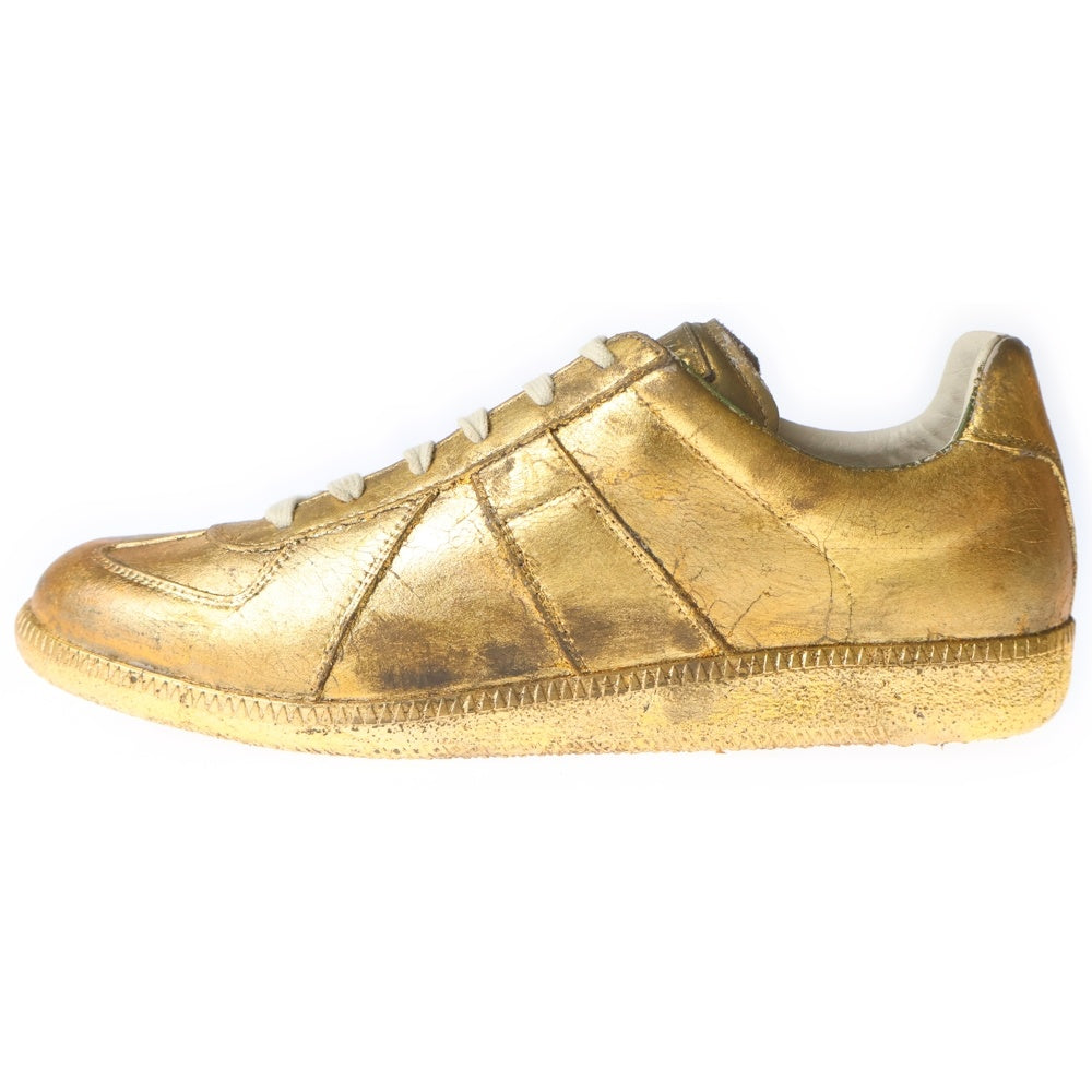 Maison Margiela(メゾンマルジェラ) 70's REPLICA Sneakers レプリカ メタリックペイント ジャーマントレーナー レザーローカットスニーカー ゴールド