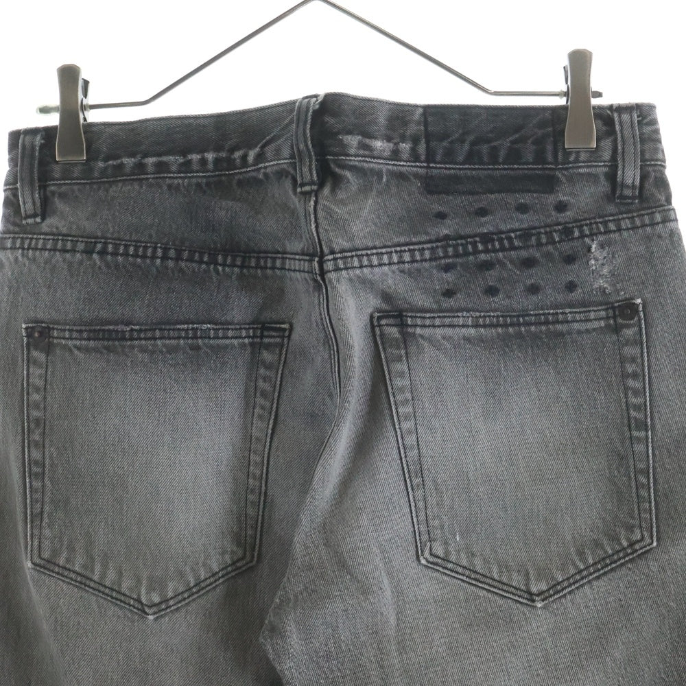 KSUBI(スビ) ボタンフライ ダメージ加工 スキニーデニムパンツ グレー
