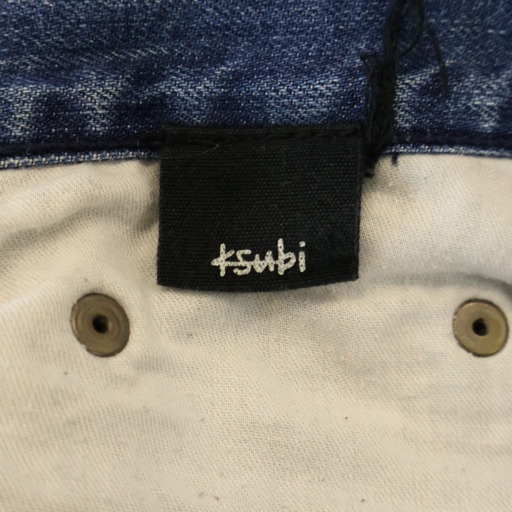 KSUBI(スビ) ボタンフライ ダメージ加工 スキニーデニムパンツ インディゴ