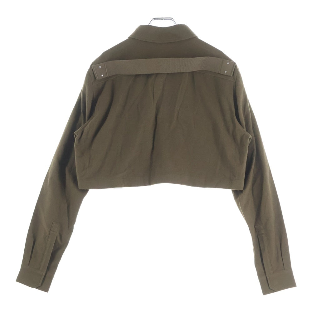 Rick Owens(リックオウエンス) CROPPED OUTERSHIRT クロップド アウターシャツ 長袖シャツジャケット ブラウン RP02D3245-FL