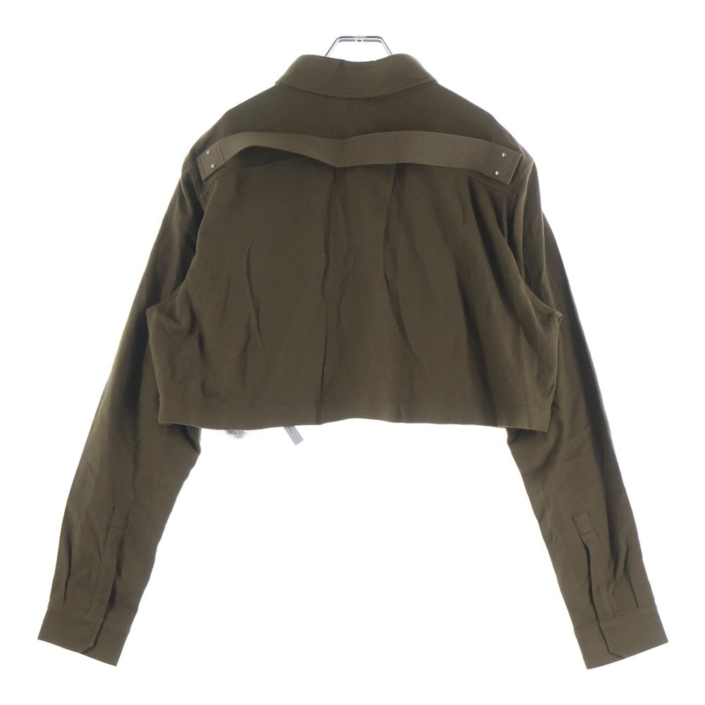 Rick Owens(リックオウエンス) CROPPED OUTERSHIRT クロップド アウターシャツ 長袖シャツジャケット ブラウン RP02D3245-FL