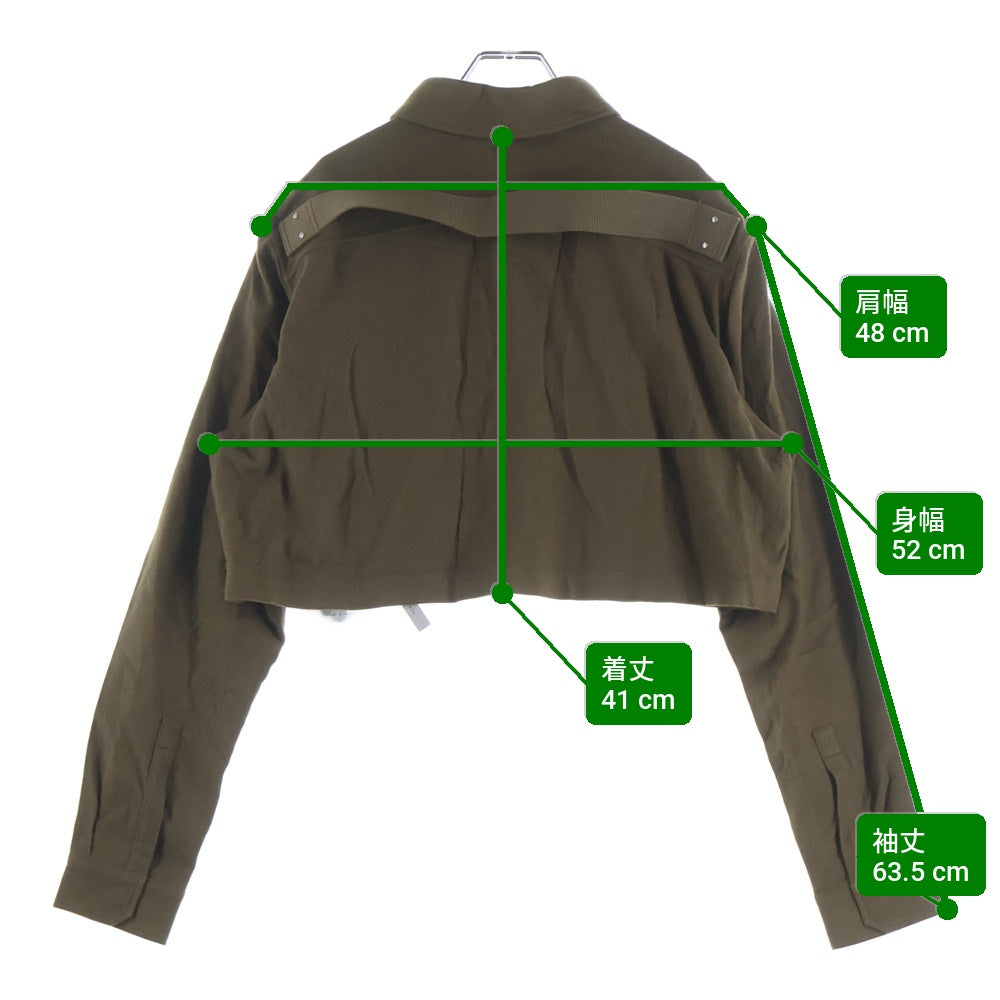 Rick Owens(リックオウエンス) CROPPED OUTERSHIRT クロップド アウターシャツ 長袖シャツジャケット ブラウン RP02D3245-FL