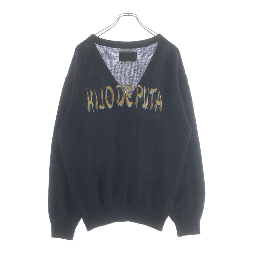 WACKO MARIA(ワコマリア) HIJO DE PUTA MOHAIR KNIT CARDIGAN バックロゴ刺繍 モヘヤニットカーディガン ブラック