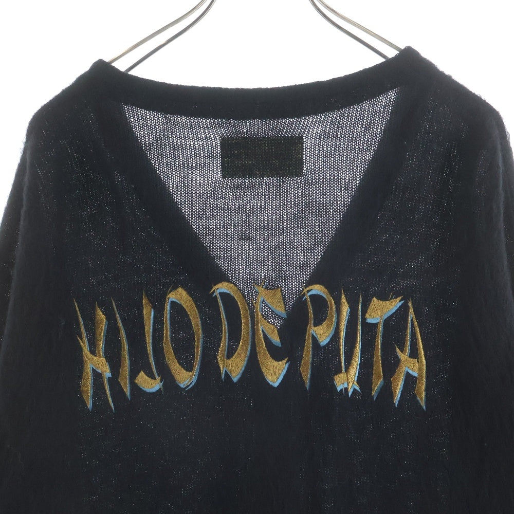 WACKO MARIA(ワコマリア) HIJO DE PUTA MOHAIR KNIT CARDIGAN バックロゴ刺繍 モヘヤニットカーディガン ブラック