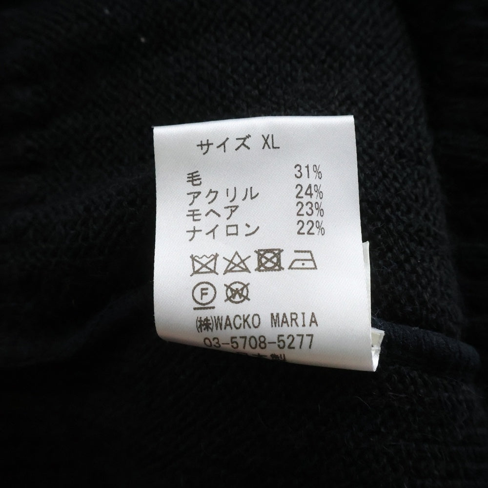 WACKO MARIA(ワコマリア) HIJO DE PUTA MOHAIR KNIT CARDIGAN バックロゴ刺繍 モヘヤニットカーディガン ブラック
