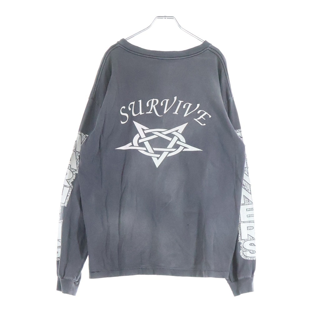 SAINT MICHAEL(セントマイケル) 23AW SURVIVE L/S TEE サバイブ クルーネック 長袖カットソー Tシャツ グレー SM-A23-0000-006