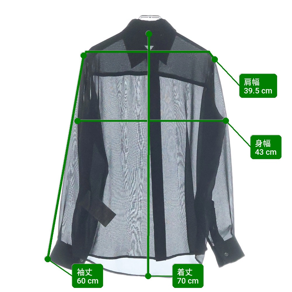 AMI Alexandre Mattiussi(アミアレクサンドルマテュッシ) LONG SLEEVED SHIRTS ロングスリーブ シースルー 長袖シャツ ブラック HSH071