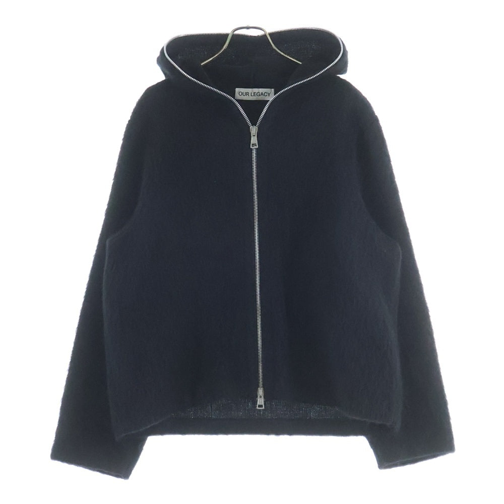 OUR LEGACY(アワーレガシー) FULL ZIP HOOD アルパカ混 フルジップ ジップアップニットパーカー フーディー ブラック M4243FBH