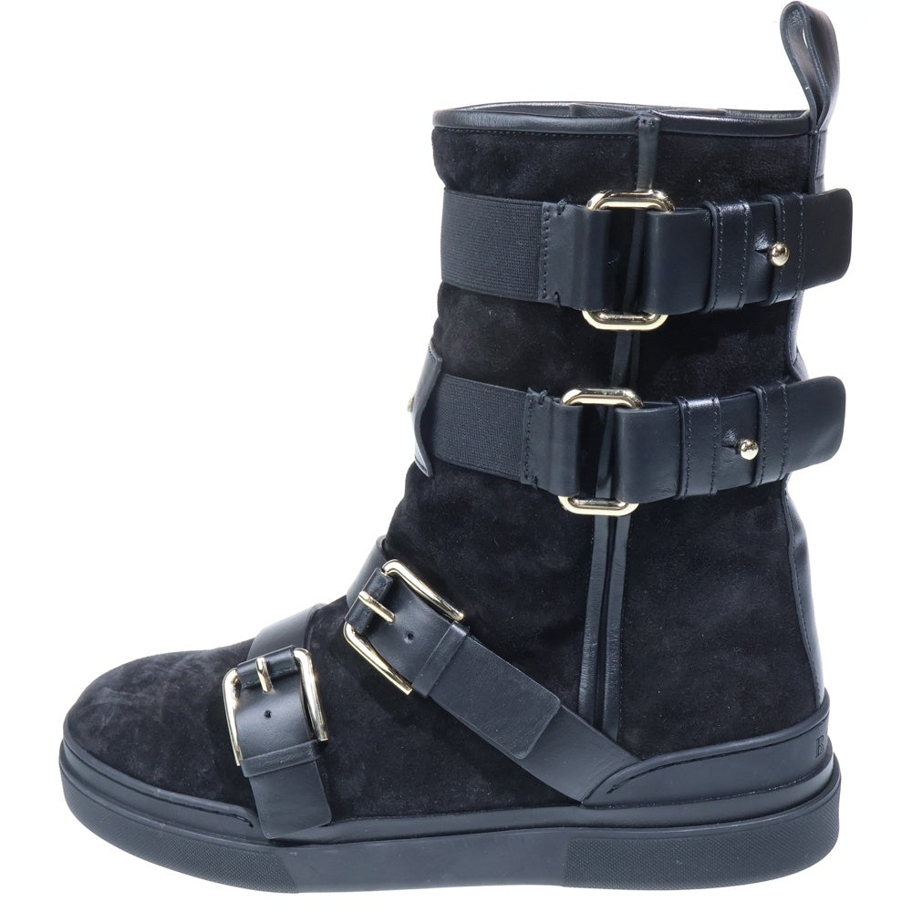 BALMAIN(バルマン) 17AW バックル付き スエード ロングブーツ ブラック W7HA312Z004