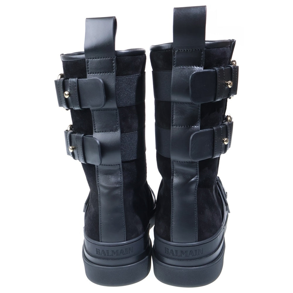 BALMAIN(バルマン) 17AW バックル付き スエード ロングブーツ ブラック W7HA312Z004
