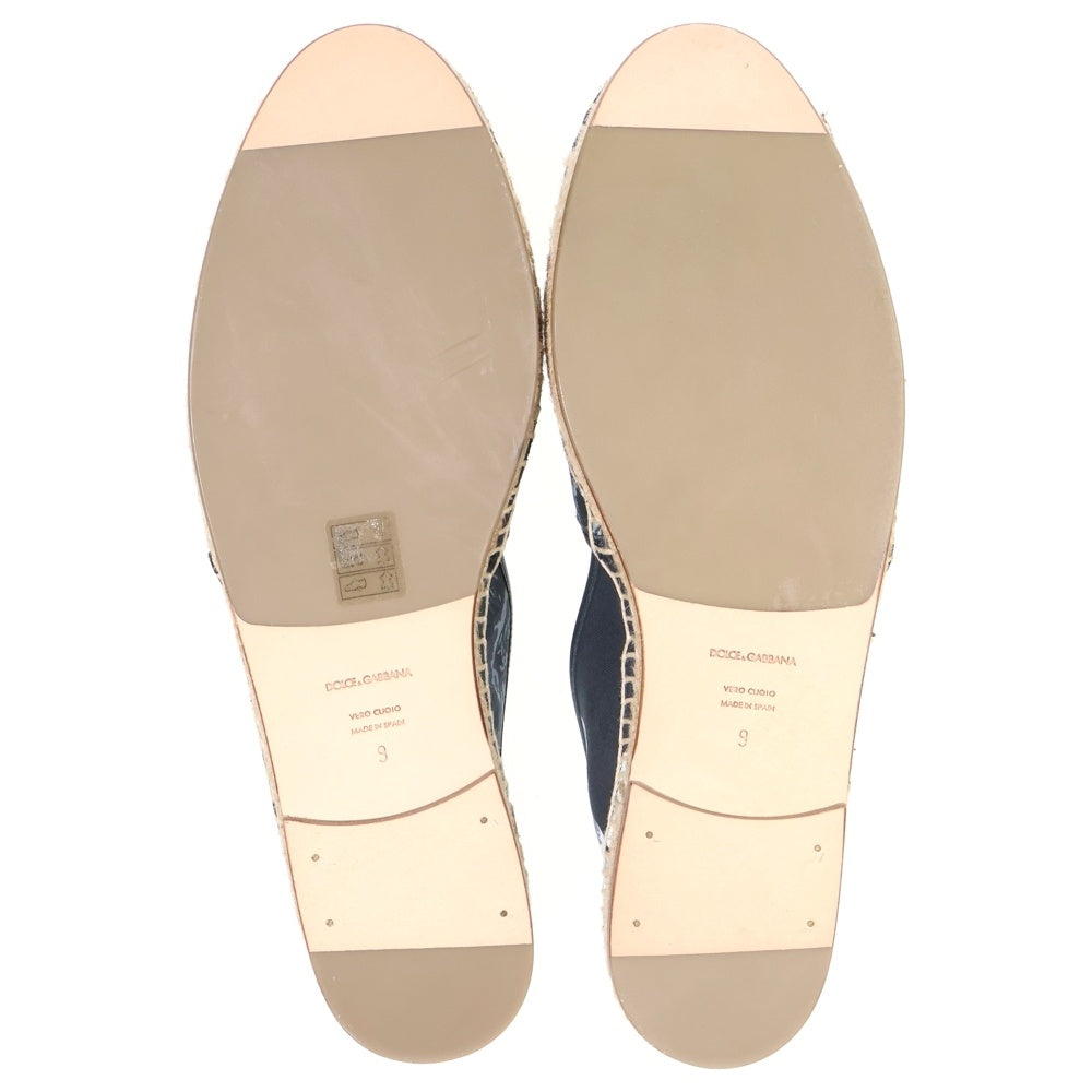 DOLCE & GABBANA(ドルチェアンドガッバーナ) ESPADRILLAS エスパドリーユ キャンバス ローズデザイン スリッポン 靴 スニーカー ブラック A50023 AR266 8Q838