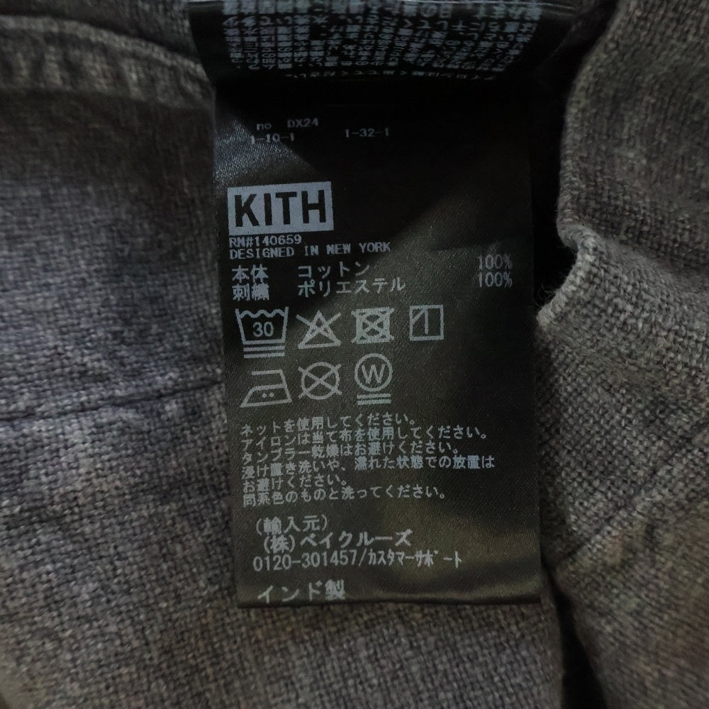 KITH(キス) 25SS Soft Woven Long Sleeve Boxy Collared Overshirt ロゴ刺繍 フェード加工 長袖シャツ グレー