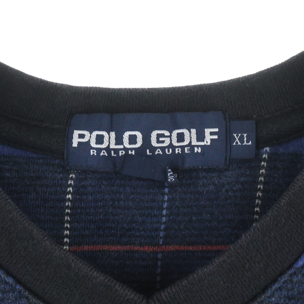 Polo GOLF Ralph Lauren(ポロゴルフラルフローレン) 90S Check Vest ロゴ刺繍 チェックベスト ブルー