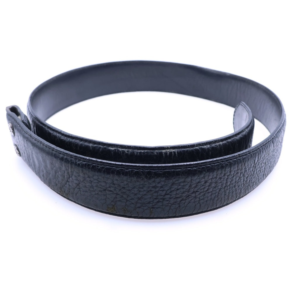CHROME HEARTS(クロムハーツ) 1.5 STRAP 1.5inch スクロールラベルリベッツ レザーベルト ブラック
