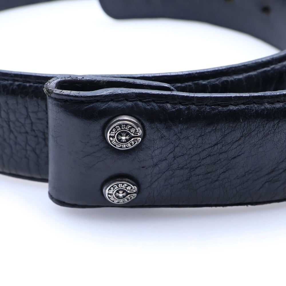 CHROME HEARTS(クロムハーツ) 1.5 STRAP 1.5inch スクロールラベルリベッツ レザーベルト ブラック