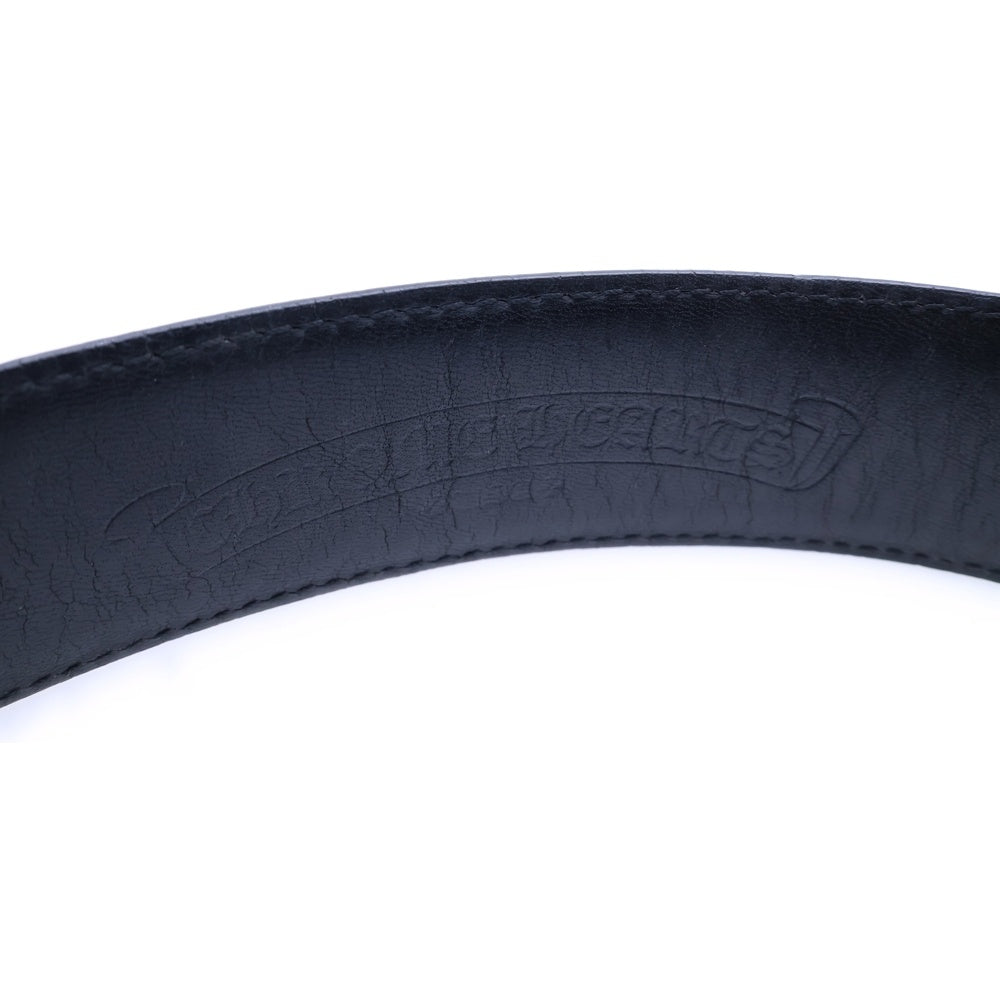 CHROME HEARTS(クロムハーツ) 1.5 STRAP 1.5inch スクロールラベルリベッツ レザーベルト ブラック