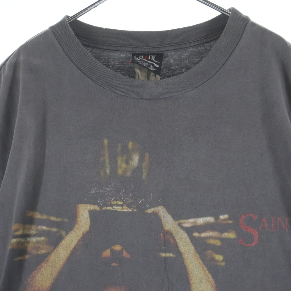 SAINT MICHAEL(セントマイケル) 23SS SS TEE WE LIVE HELL ダメージ加工 半袖Tシャツ グレー SM-S23-0000-009