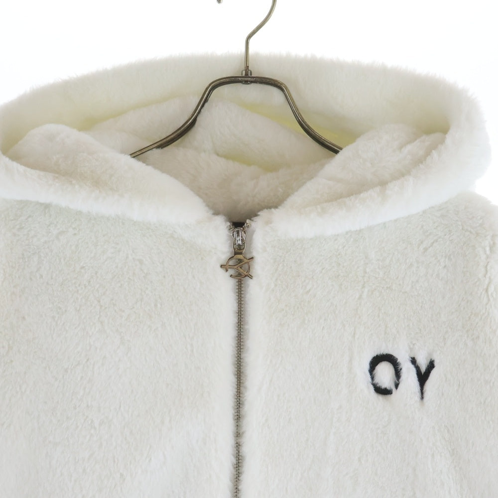 OY(オーワイ) LOGO FUR HOODIE JACKET ロゴ フーディージャケット ホワイト