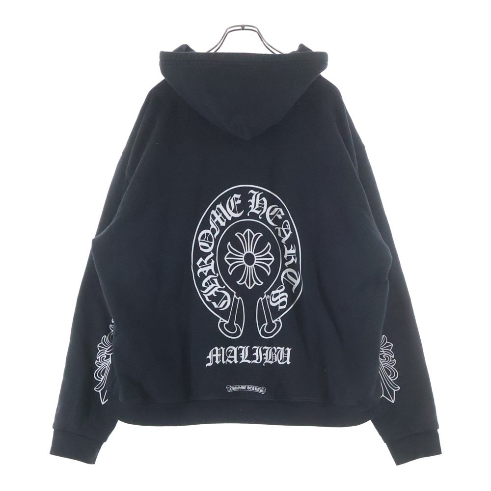 CHROME HEARTS(クロムハーツ) SWTSHRT PLVR マリブ限定 バックホースシュープリント プルオーバーパーカー ブラック