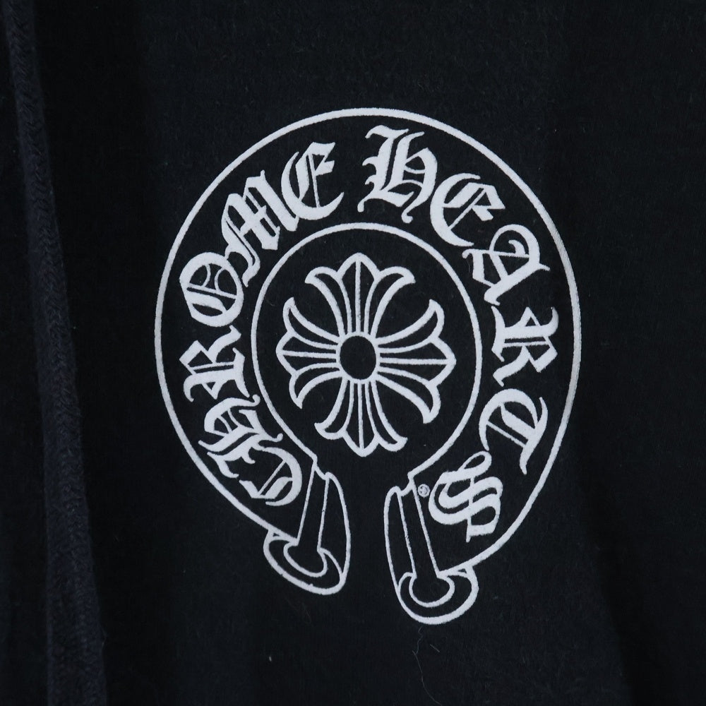 CHROME HEARTS(クロムハーツ) SWTSHRT PLVR マリブ限定 バックホースシュープリント プルオーバーパーカー ブラック