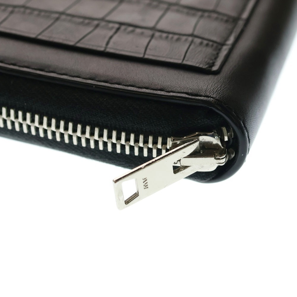 ALEXANDER WANG(アレキサンダーワン) クロコ型押し ジッピーウォレット 財布 ブラック
