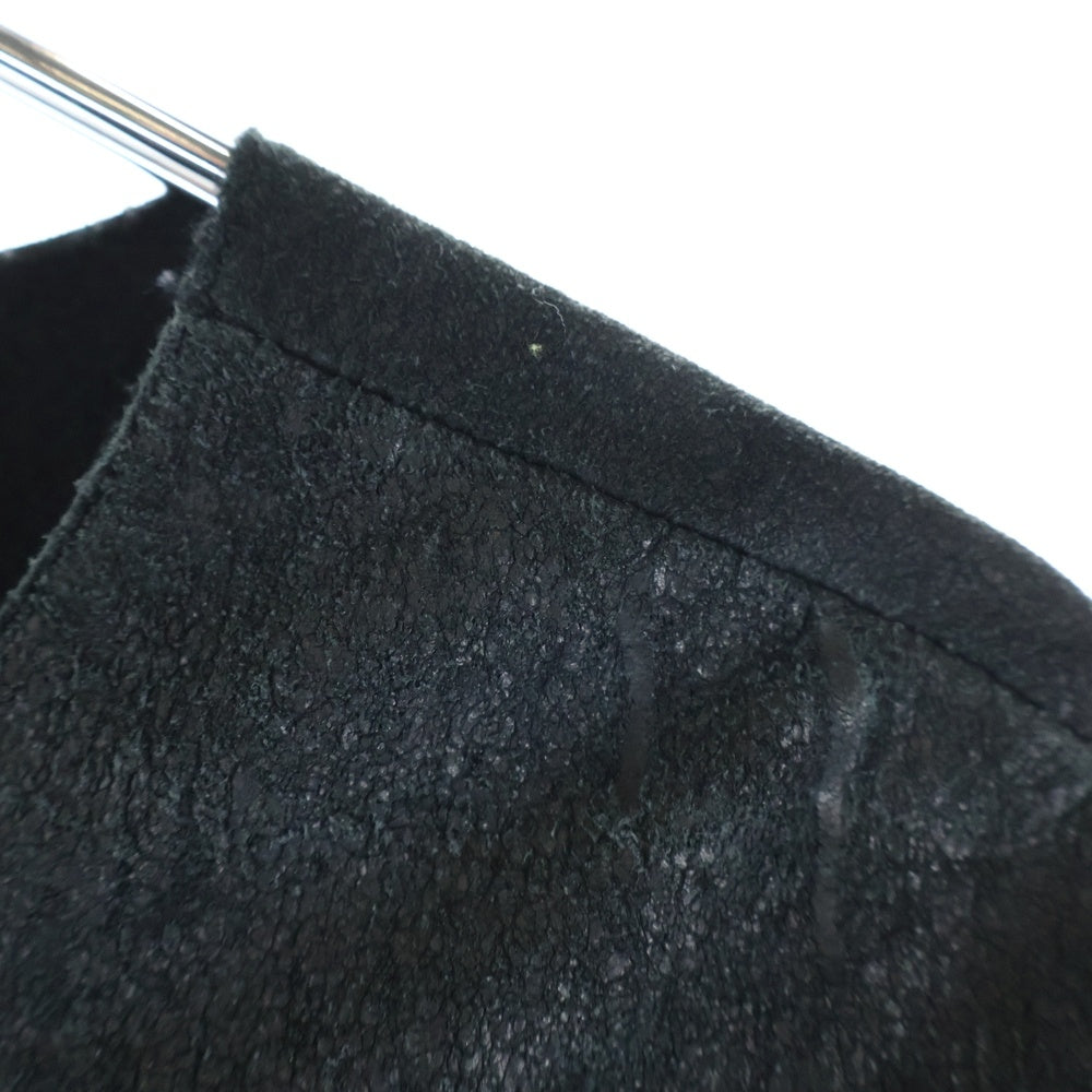 CHROME HEARTS(クロムハーツ) Collarless Leather Jacket 裏地カシミヤ ラムレザーノーカラージャケット ブラック