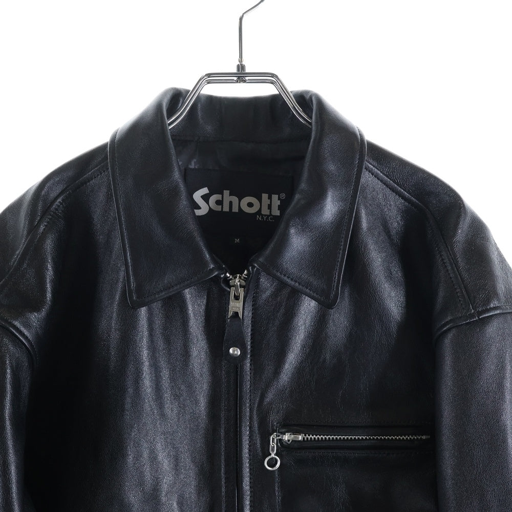 SCHOTT(ショット) ラムレザー シングルライダースジャケット レザージャケット ブラック 782-3950120