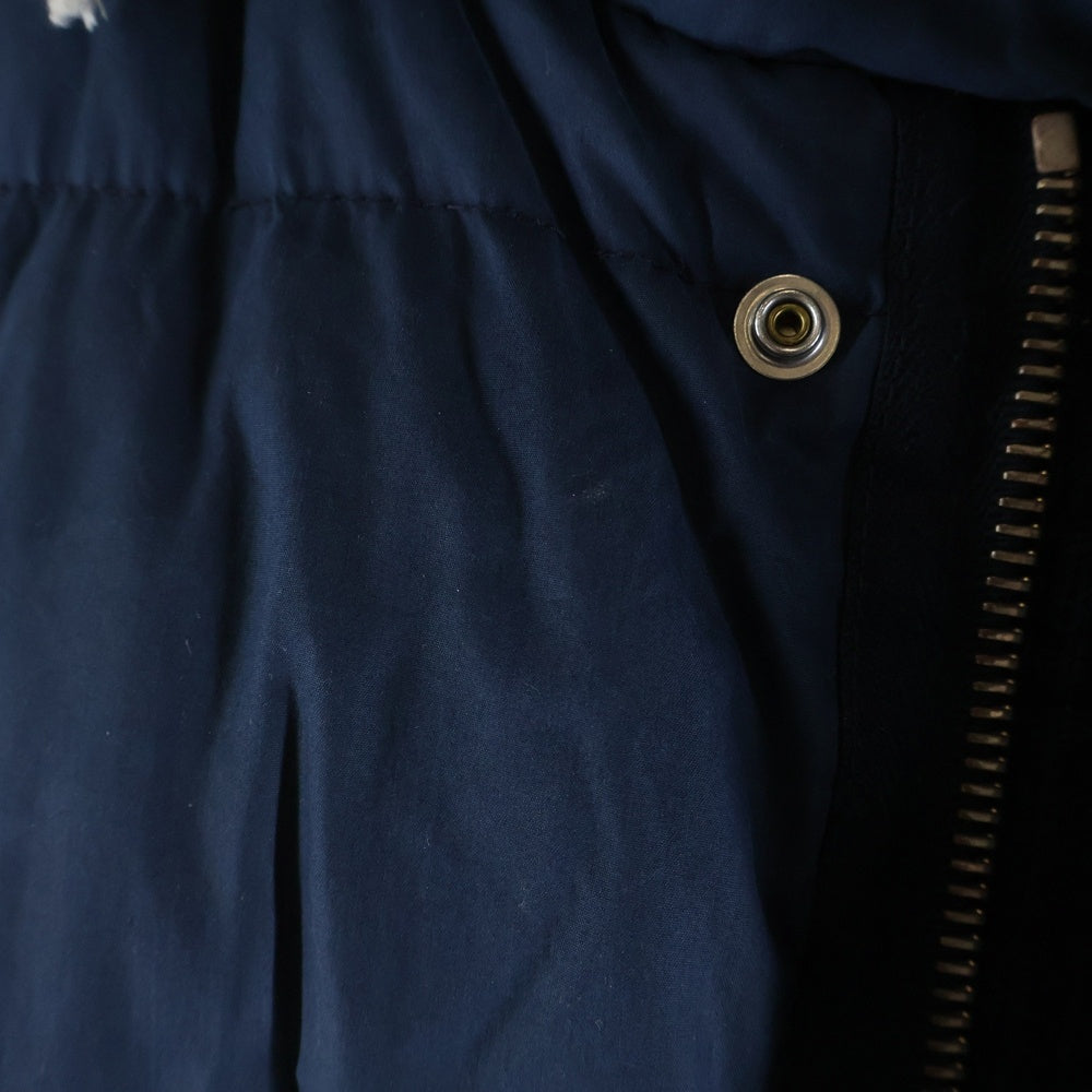 MONCLER(モンクレール) BOROSIRI ボロシリ ヴィンテージ加工 フード付きコットンフルジップダウンジャケット ネイビー 1209V4137405