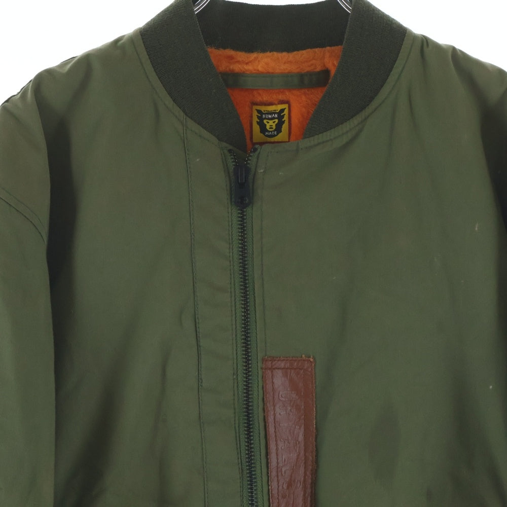 HUMAN MADE(ヒューマンメイド) Flight Jacket インナーボア シロクマバックプリント フライト ブルゾン ジャケット MA-1 グリーン