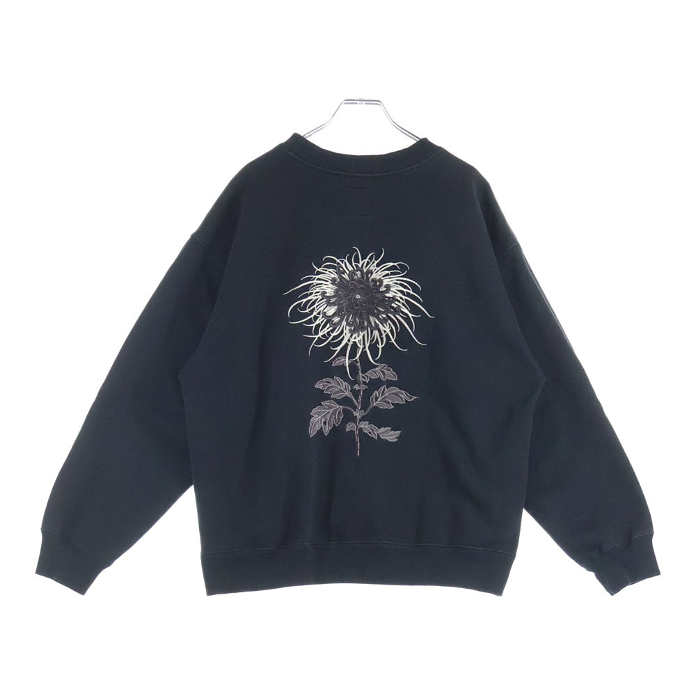GAKKIN(ガッキン) ×BUDSPOOL 日照菊刺繍 CREW NECK SWEAT SHIRT ×バッズプール クルーネックスウェットシャツ ブラック