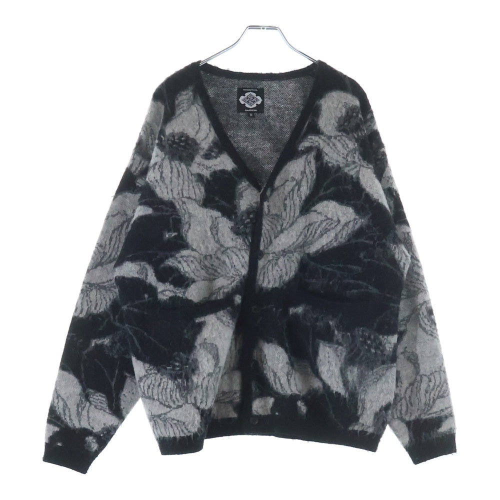 GAKKIN(ガッキン) ×BUDSPOOL 浮蓮華 JACQUARD MOHAIR KNIT CARDIGAN ×バッズプール ジャカード モヘアニットカーディガン ブラック