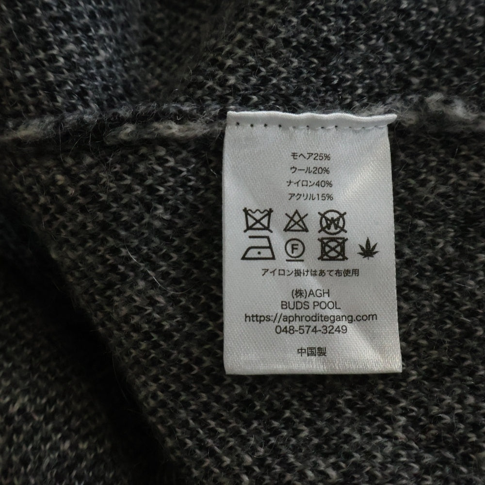GAKKIN(ガッキン) ×BUDSPOOL 浮蓮華 JACQUARD MOHAIR KNIT CARDIGAN ×バッズプール ジャカード モヘアニットカーディガン ブラック
