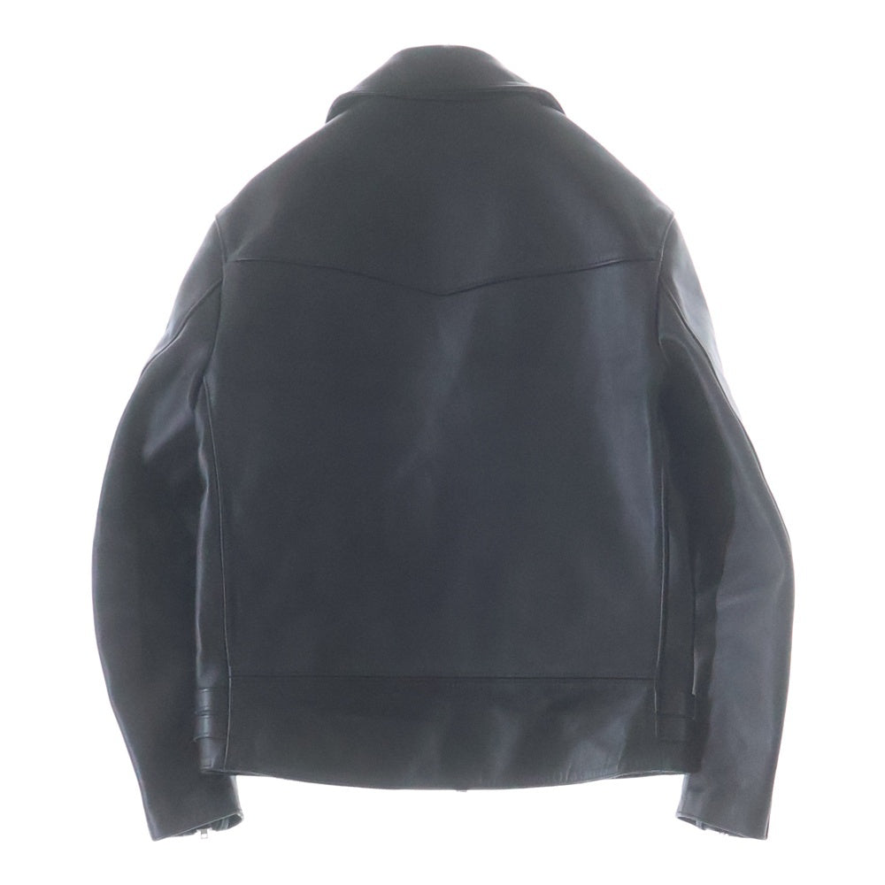 666 LEATHER WEAR(トリプルシックスレザーウェア) LJM-1L サイドベルト タータン裏地 シングルライダースジャケット ブラック