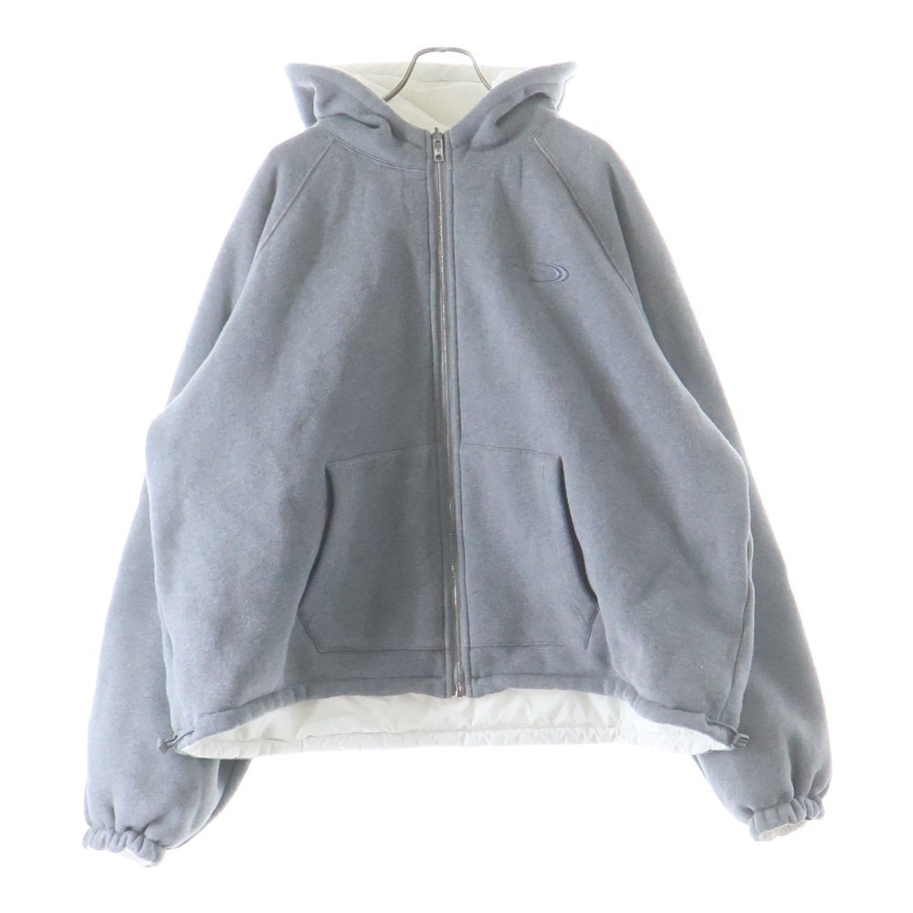 ALEXANDER WANG(アレキサンダーワン) エンブロイダリーデザイン フーデット ジップアップ リバーシブルジャケット グレー/ホワイト UWC1252038