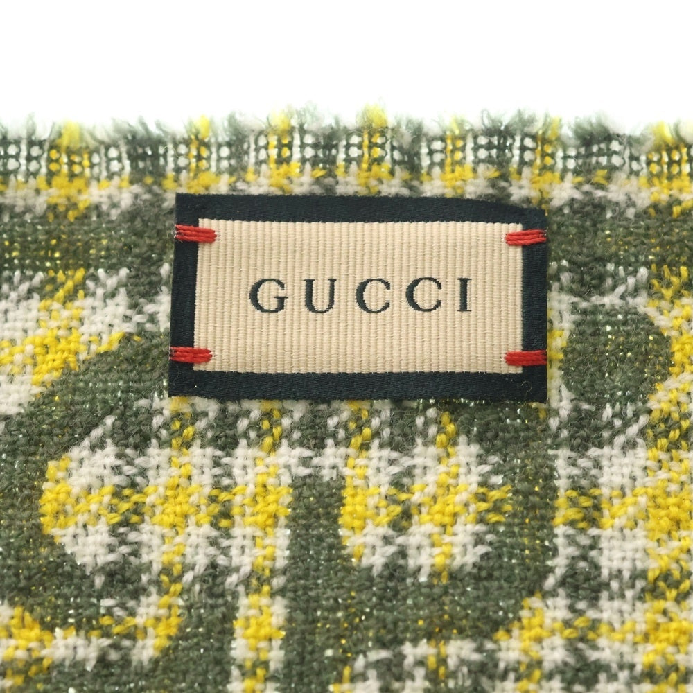 GUCCI(グッチ) チェック GGウール スカーフ マフラー グリーン 660025