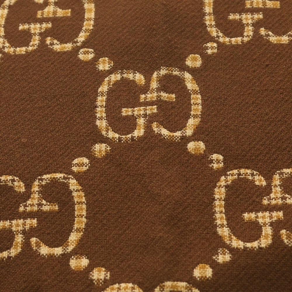GUCCI(グッチ) チェック GGウール スカーフ マフラー ブラウン 660025