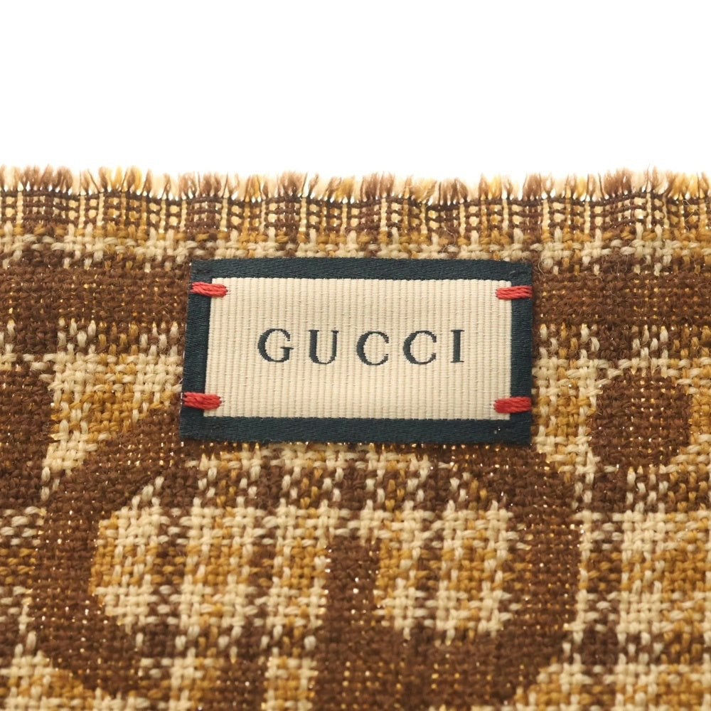 GUCCI(グッチ) チェック GGウール スカーフ マフラー ブラウン 660025