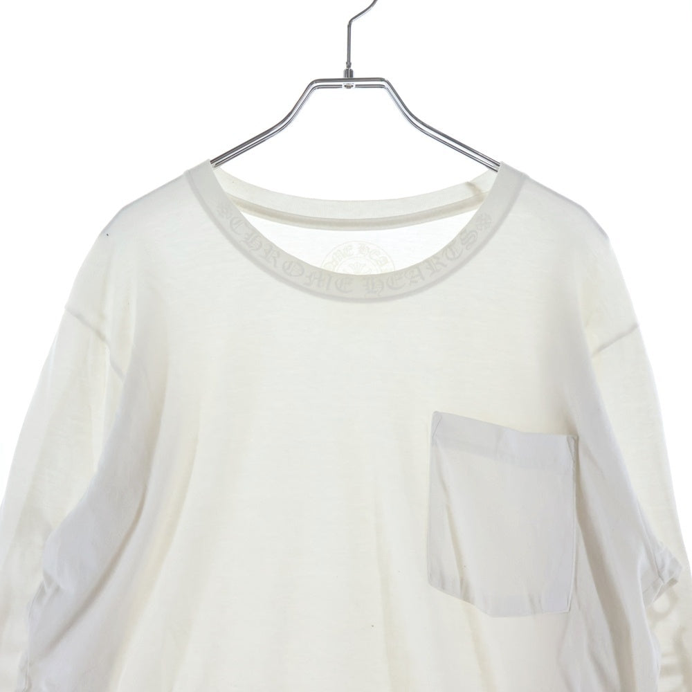 CHROME HEARTS(クロムハーツ) CH LS NECK LOGO TEE ネックロゴプリント長袖Tシャツ ロンT ホワイト