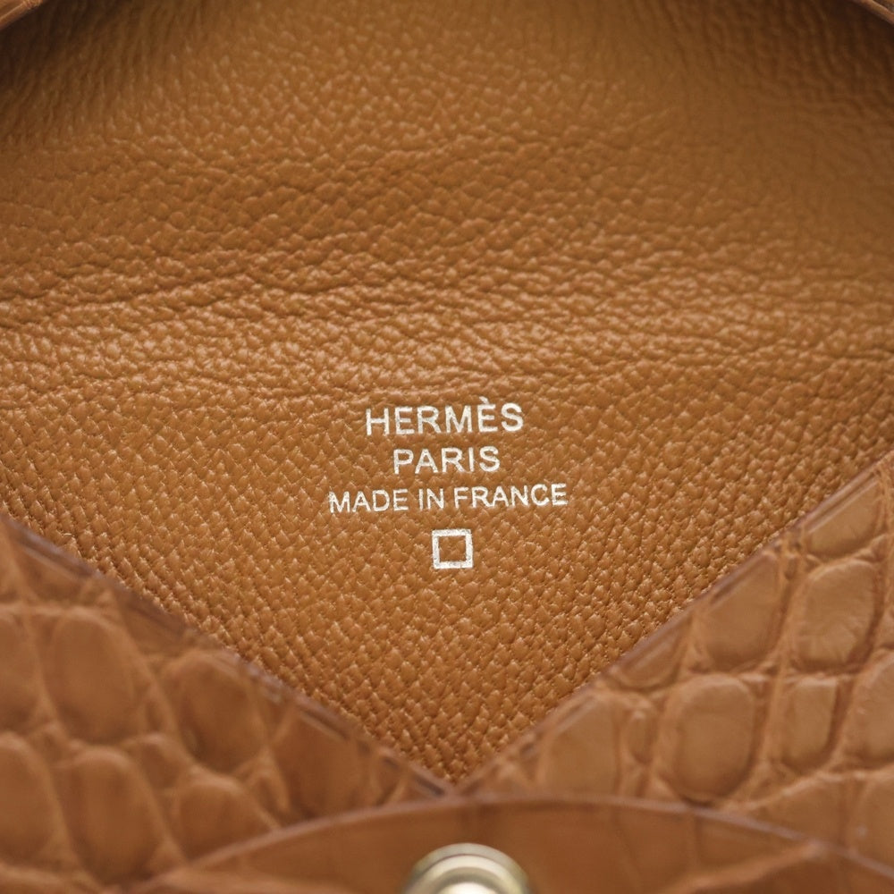 HERMES(エルメス) カルヴィ Z刻印 アリゲーター カードケース コインケース ブラウン