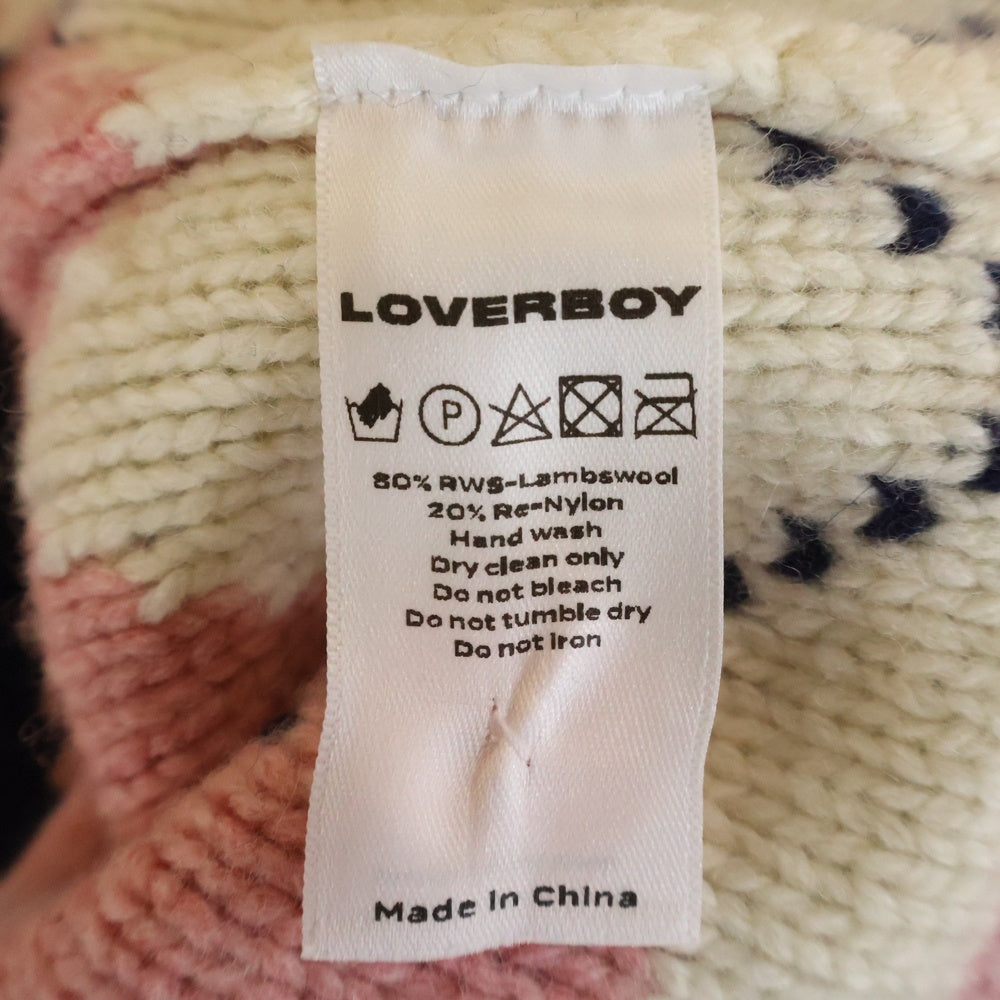 CHARLES JEFFREY LOVERBOY(チャールズジェフリーラバーボーイ) KNITTED GUDDLE ARGYLE CARDI 格子柄 Vネックカーディガン ニット ピンク
