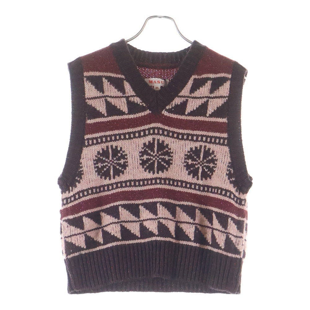MASU(エムエーエスユー) TWINKLE COWICHAN VEST カウチン ニットベスト セーター レッド MVFW-KN0322