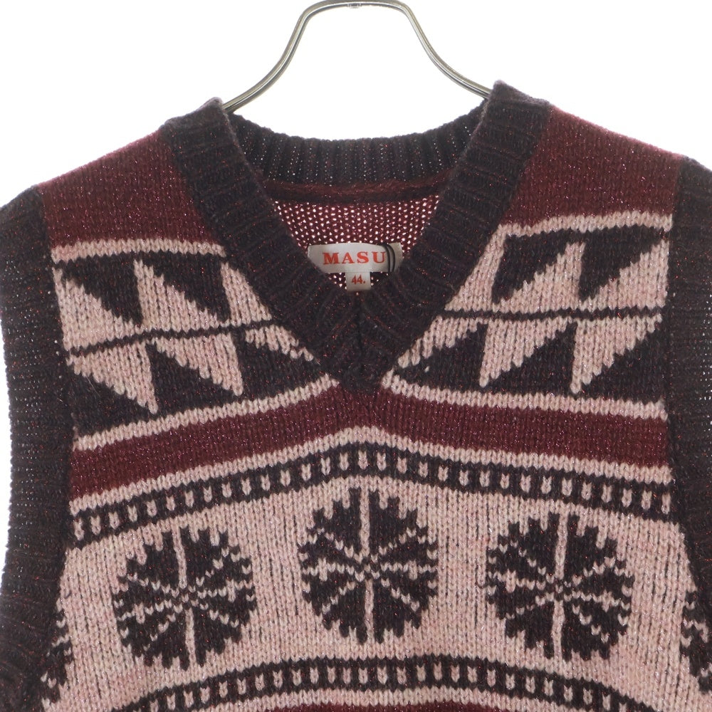 MASU(エムエーエスユー) TWINKLE COWICHAN VEST カウチン ニットベスト セーター レッド MVFW-KN0322
