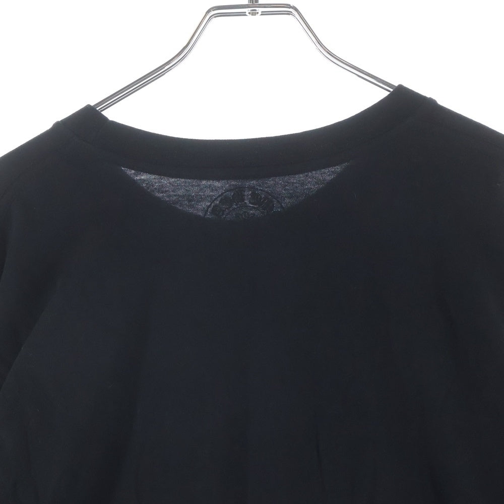 CHROME HEARTS(クロムハーツ) FLRL CRS HORSESHOE L/S フローラルクロス ホースシュー 両面ロゴデザイン クルーネック カットソー 長袖Tシャツ ブラック