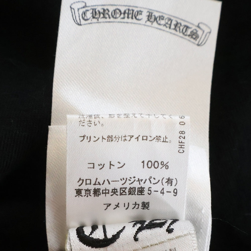 CHROME HEARTS(クロムハーツ) FLRL CRS HORSESHOE L/S フローラルクロス ホースシュー 両面ロゴデザイン クルーネック カットソー 長袖Tシャツ ブラック