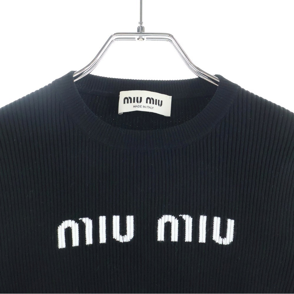 miumiu(ミュウミュウ) Wool and Cashmere Long-Sleeved Knit Sweater ビスコース ウールカシミヤ 長袖ニット セーター レディース ブラック MML787 12TJ F0002 S 232