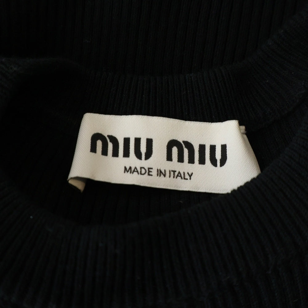 miumiu(ミュウミュウ) Wool and Cashmere Long-Sleeved Knit Sweater ビスコース ウールカシミヤ 長袖ニット セーター レディース ブラック MML787 12TJ F0002 S 232